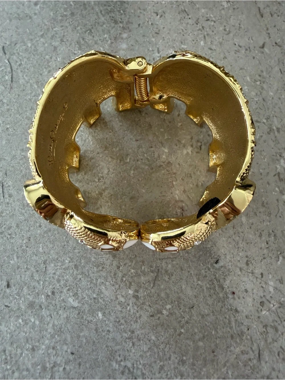 Lilly Pulitzer Gold Elephant Cuff Bracelet with White Enamel Accents